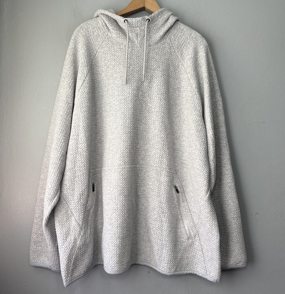 FLX Textured Hoodie Size 3XB Gray Hooded Quilted Travel Leisure Pullover Preppy